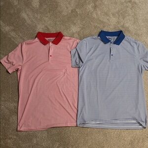 Nike Golf Dri Fit Red and Blue Striped Polo Shirt Set